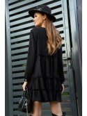 Rochie ample cu volane, neagra 0544 - Magazin online - Boutique